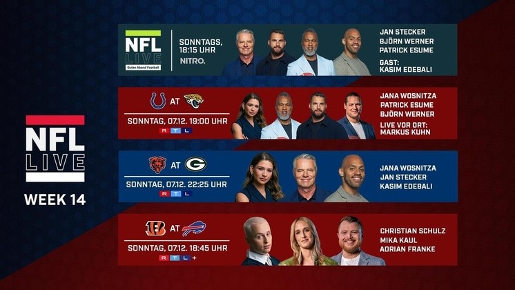 NFL LIVE Week 14 – Überblick Personal & Paarungen