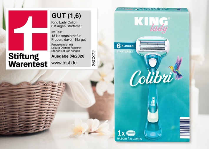 Körperpflege ohne Kompromisse: NORMA-Damen-Rasierer von KING LADY in der April-Ausgabe von STIFTUNG WARENTEST mit der Note 1,6 ausgezeichnet Qualität zum unschlagbaren Preis von nur 4,49 Euro