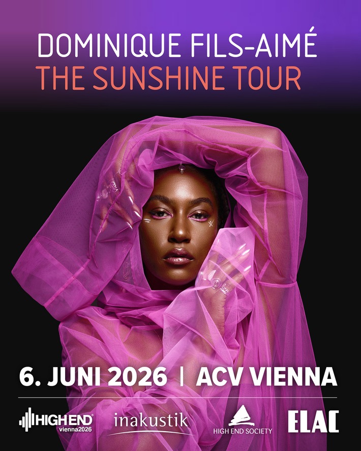 Markenbotschafterin der HIGH END 2026 steht live auf der Bühne im ACV Exklusives Konzert mit Dominique Fils-Aimé in Wien