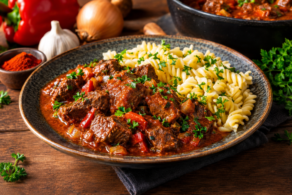 Herzhaftes Gulasch mit Nudeln – Omas klassisches Rezept für die ganze Familie