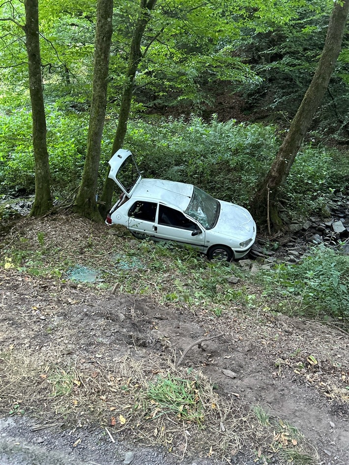 Hagen- Dahl: Auto landet nach Überschlag im Bachlauf – vier verletzte junge Männer