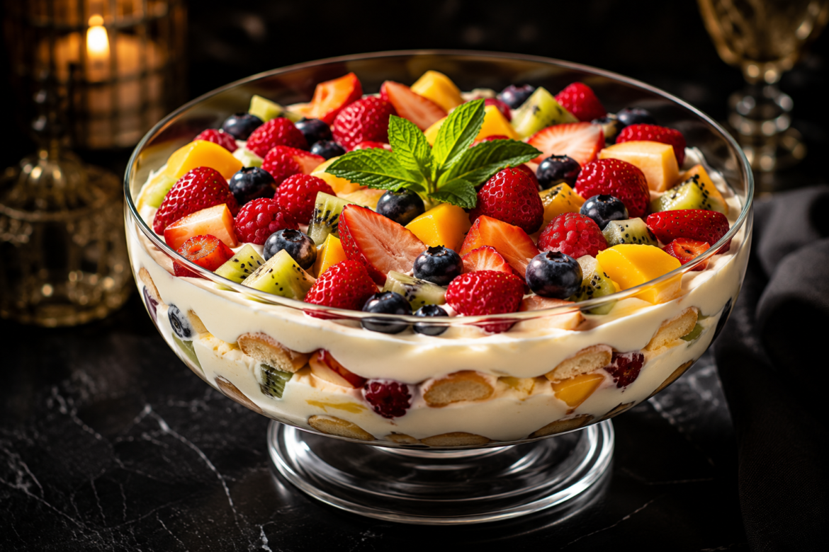 Buntes Frucht-Joghurt-Dessert im Glas