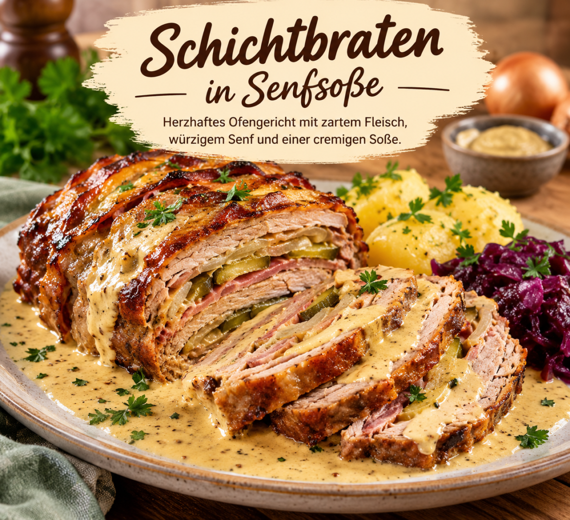 Schichtbraten in Senfsoße