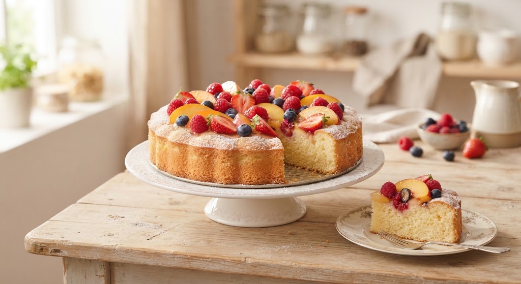 Luftiger Frucht-Biskuit-Kuchen