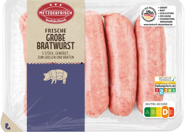 Warenrückruf der Produkte „Metzgerfrisch Frische Grobe Bratwurst, 400g“ und „Metzgerfrisch Frische Grobe Bratwurst XXL, 1600g“