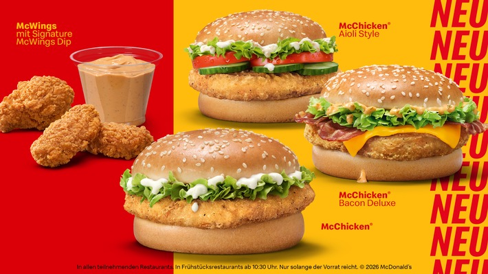 McDonald’s Deutschland baut Chicken-Plattform weiter aus: McChicken® wird rund, Sortiment wächst
