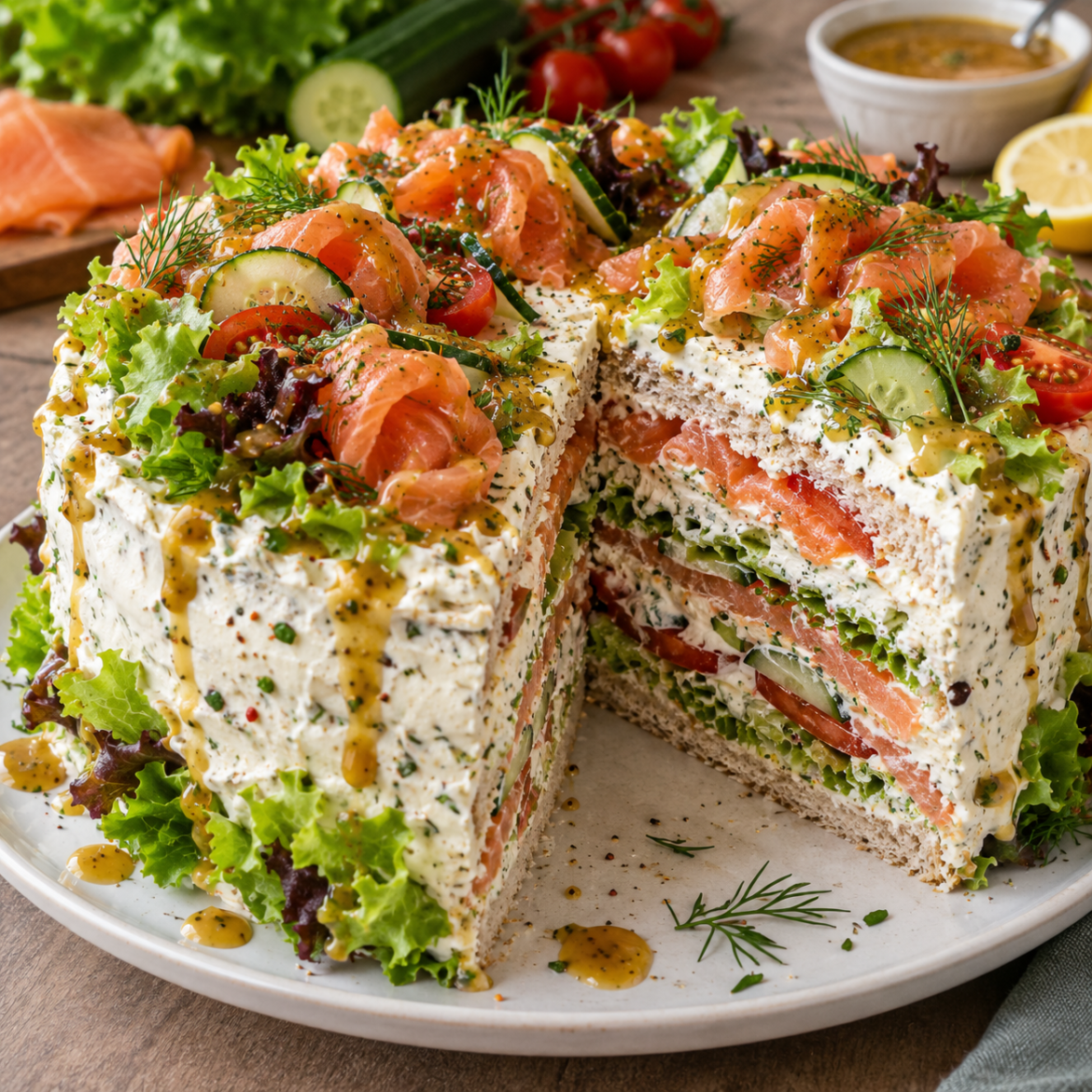 Exklusive Gourmet-Sandwichtorte „Nordic Salmon Deluxe“