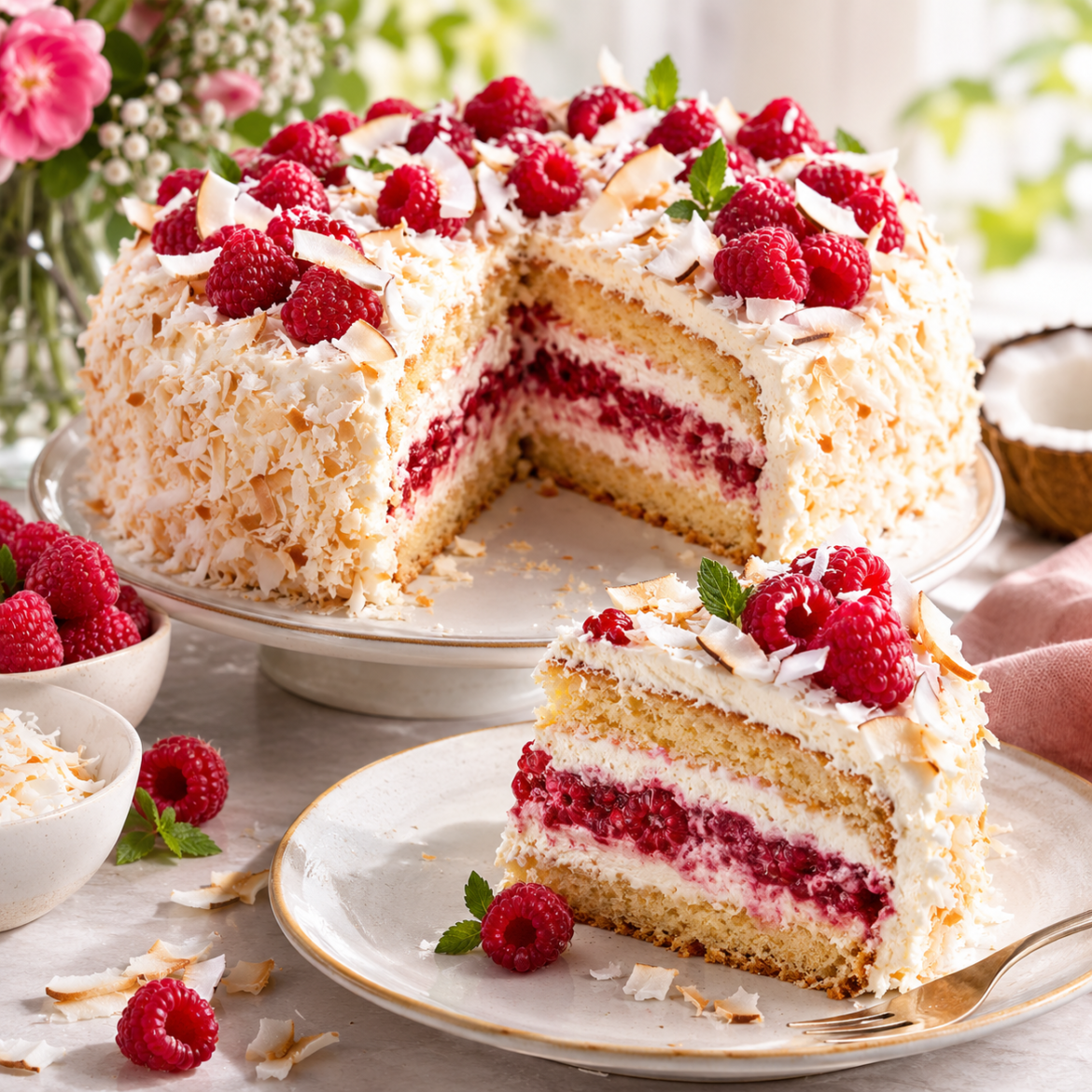 Himbeer-Kokos-Torte – fruchtig, cremig und herrlich sommerlich