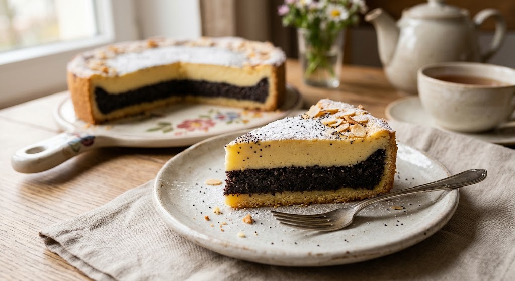 Mohnkuchen mit Pudding