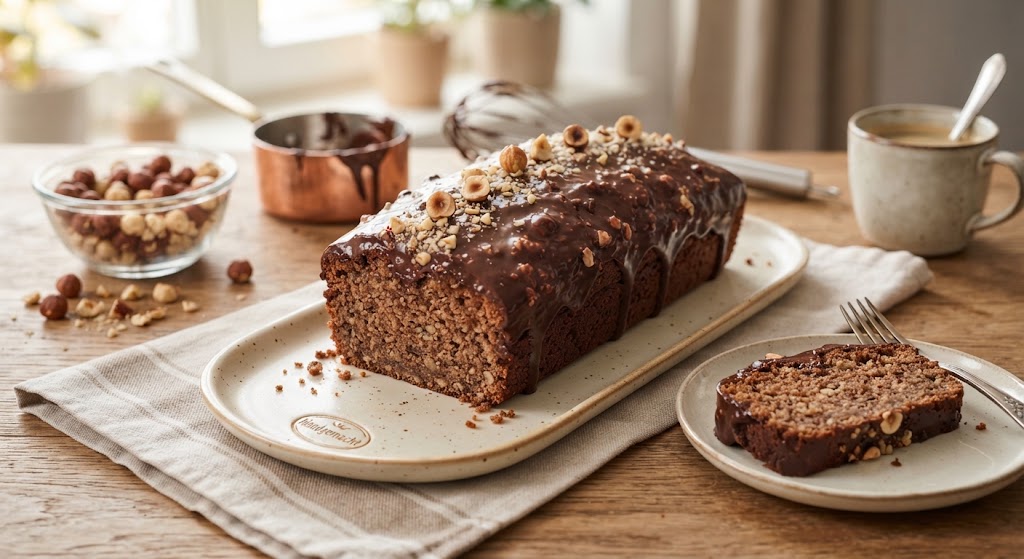 Saftiger Nusskuchen mit Schokoladenglasur