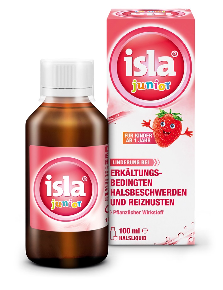 isla® junior Halsliquid unterstützt kleine Hälse isla® erweitert Halsschmerzportfolio für Kinder